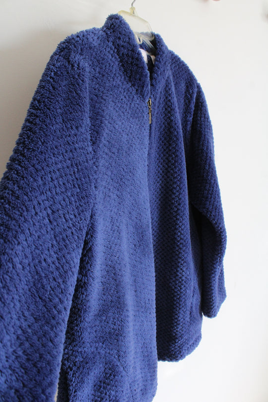 Stan Herman Blue Fuzzy Full Zip Jacket | XL