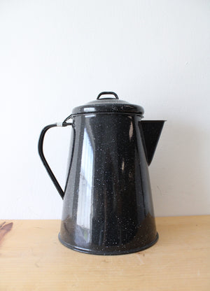 Vintage Black Speckled Enamel Kettle