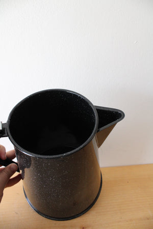 Vintage Black Speckled Enamel Kettle
