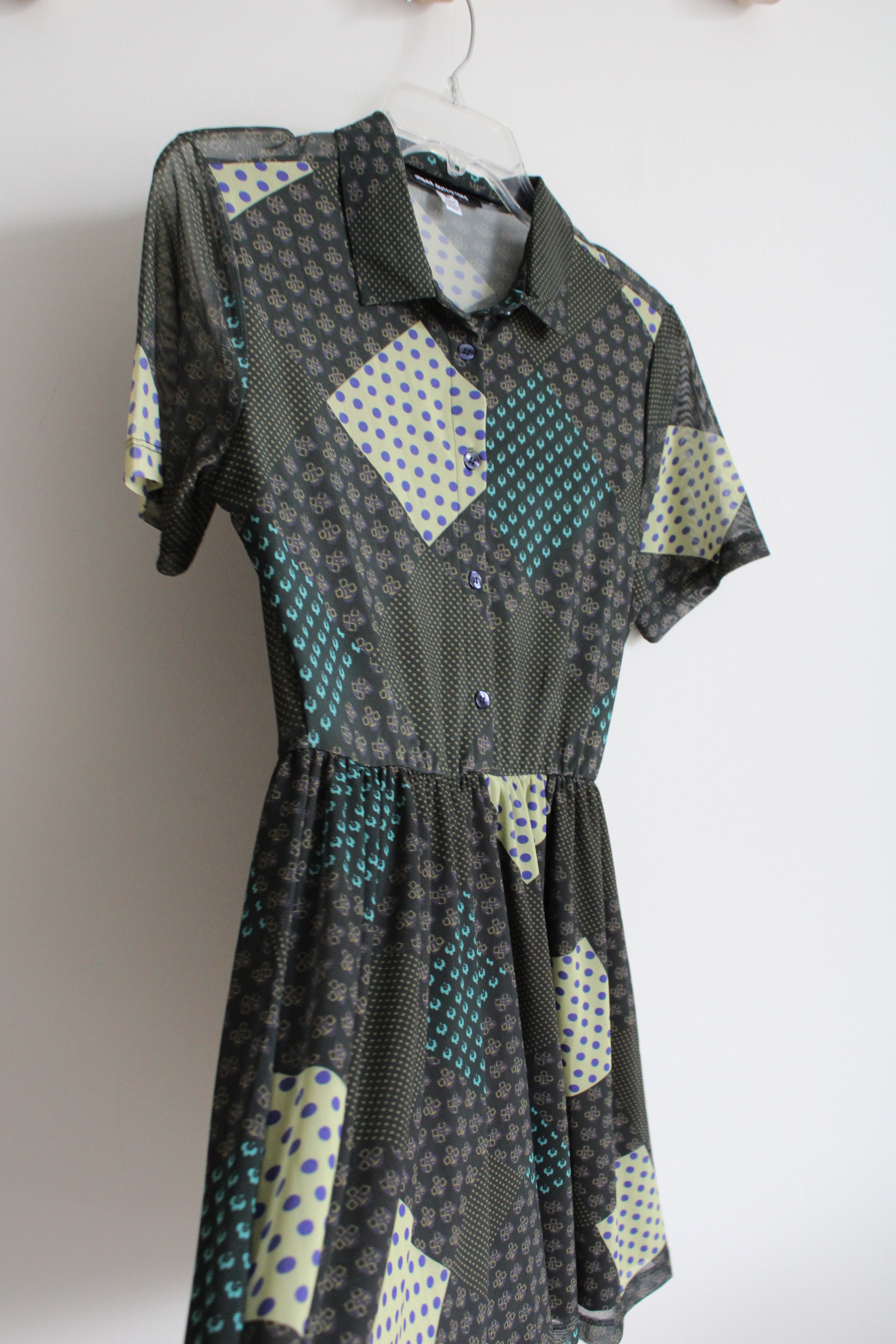 Urban Outfitters Dottie Collared Green Quilt Patchwork Patterned Dress | M