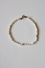 Freshwater White Rice Pearl & 14KT Gold Bracelet