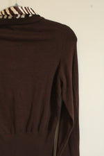 NEW The Limited Brown Knit Zebra Print Satin Collar Top | M