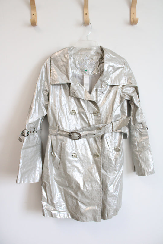 Nicole Benisti Silver Linen Belted Jacket | XL