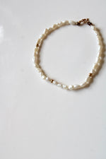 Freshwater White Rice Pearl & 14KT Gold Bracelet