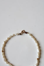 Freshwater White Rice Pearl & 14KT Gold Bracelet