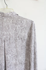 Ann Taylor White & Gray Snakeskin Button Down Top | L
