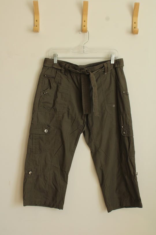 Dahlia Collection Olive Green Cargo Pocket Capris | 8