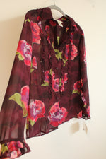 NEW Susan Bristol Burgundy Floral Blouse | S