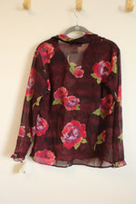 NEW Susan Bristol Burgundy Floral Blouse | S