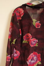 NEW Susan Bristol Burgundy Floral Blouse | S