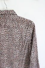 Talbots Brown Black & Tan Leopard Print Button Down Top | 4