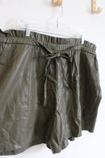 Cato Olive Green Faux Leather Tied Shorts | 22/24W