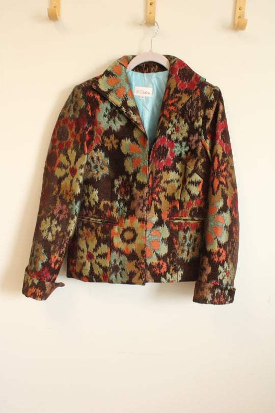 3 Sisters Brown Red Patterned Blazer Jacket | S