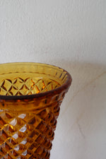 Amber Diamond Point Goblet Style Vase