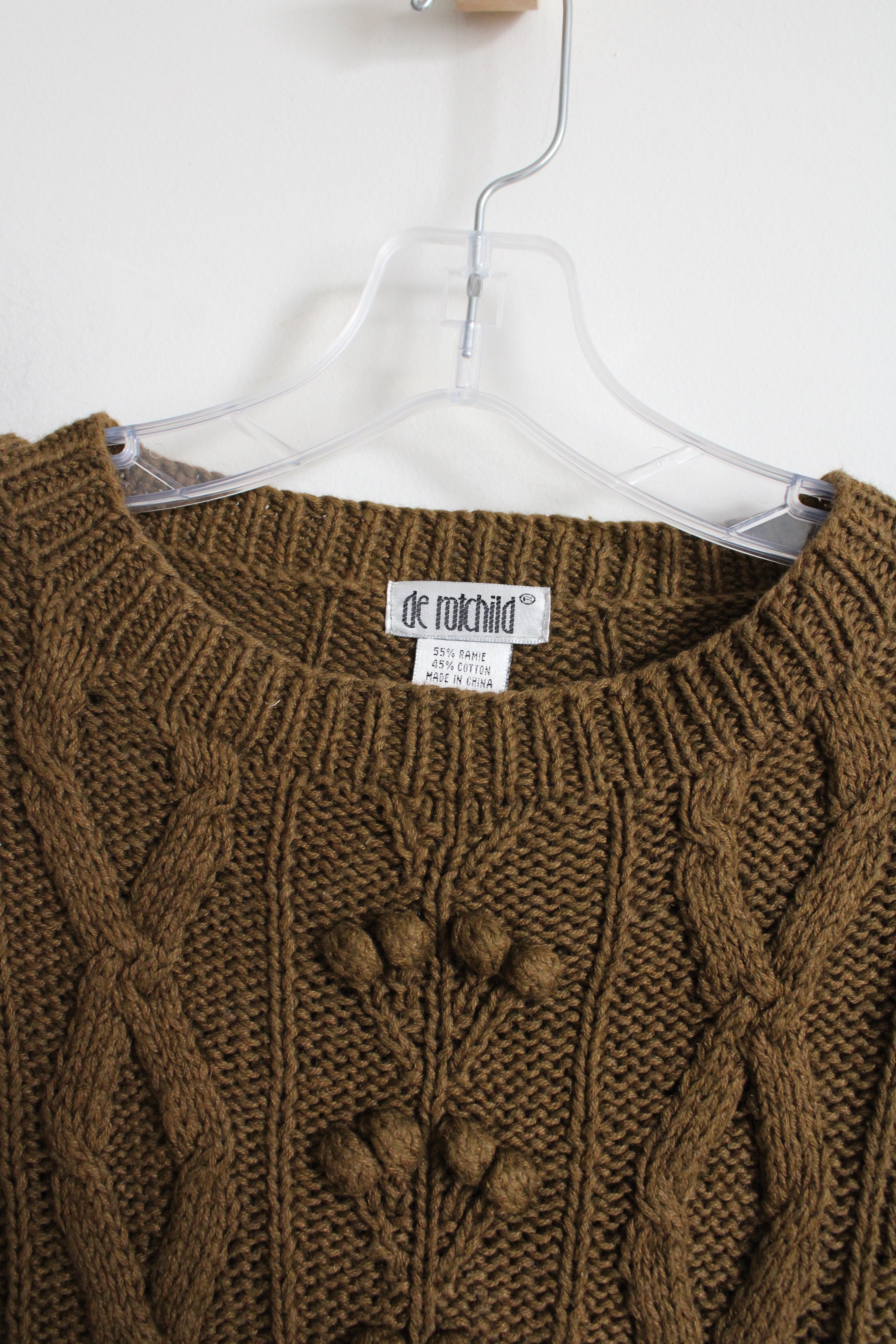 NEW De Rotchild Vintage Winter Green Brown Knit Sweater | M