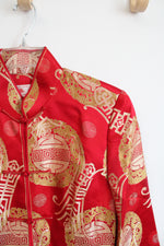 Qin Yi Red & Gold Chinese Silk Blend Jacket | XL