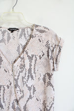 Express Pink White & Gray Snakeskin Patterned 1/4 Zip Top | M