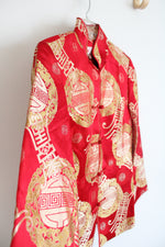 Qin Yi Red & Gold Chinese Silk Blend Jacket | XL