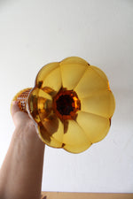 Amber Diamond Point Goblet Style Vase