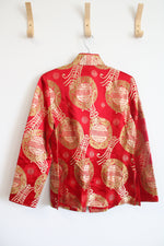 Qin Yi Red & Gold Chinese Silk Blend Jacket | XL
