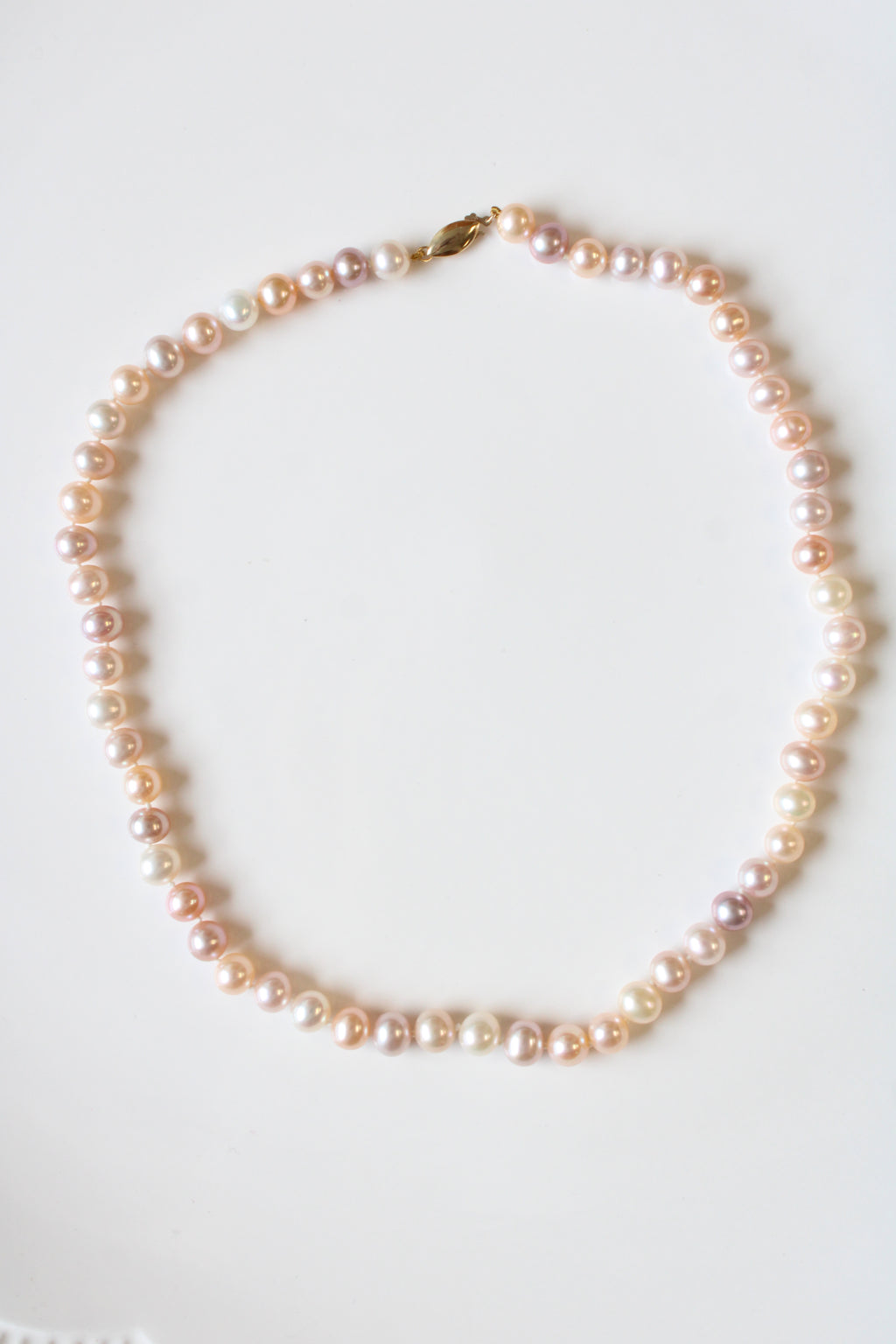 Pink & Ivory Genuine String Of Pearl Necklace