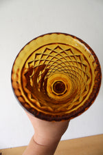 Amber Diamond Point Goblet Style Vase