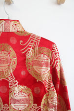 Qin Yi Red & Gold Chinese Silk Blend Jacket | XL