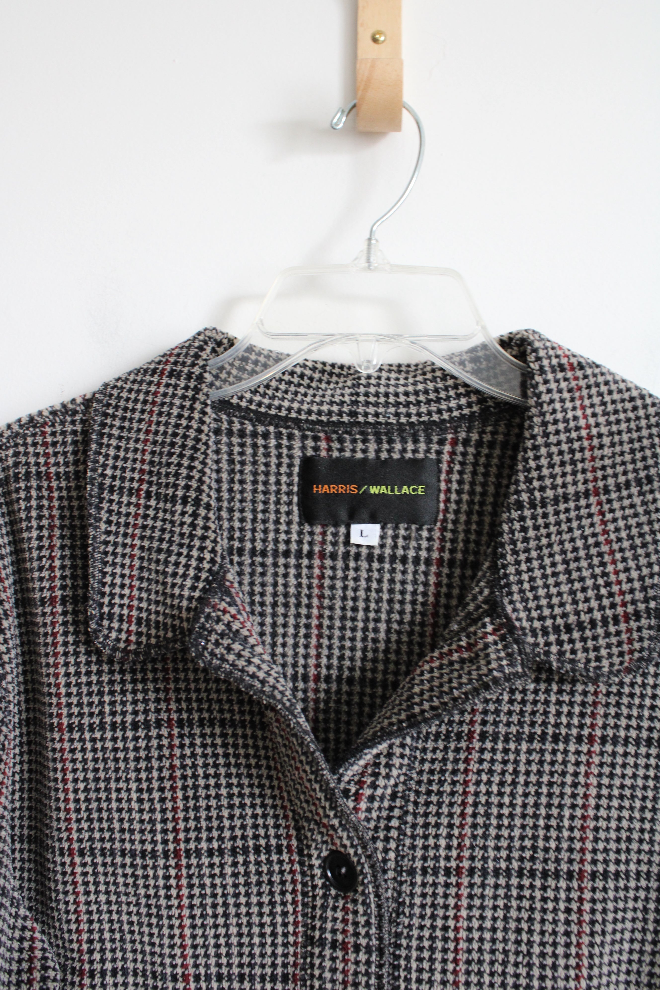 Harris/Wallace Black Tan Red Houndstooth Jacket | L