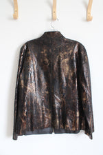 Chico's Brown Metallic Animal Print Leather Jacket | 2 (L)