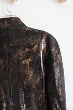 Chico's Brown Metallic Animal Print Leather Jacket | 2 (L)