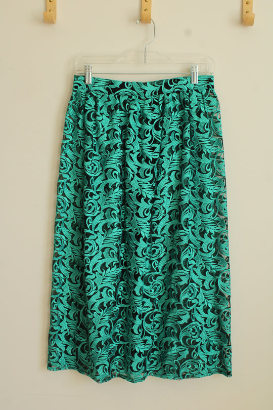 Unbranded Teal and Black Lace Overlay Skirt