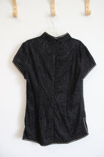 NEW Chinese Black Sequined Silk Blend Tunic Top | 50