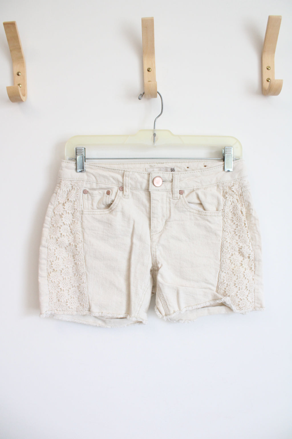 Route 66 Cream Lace Denim Shorts | 4