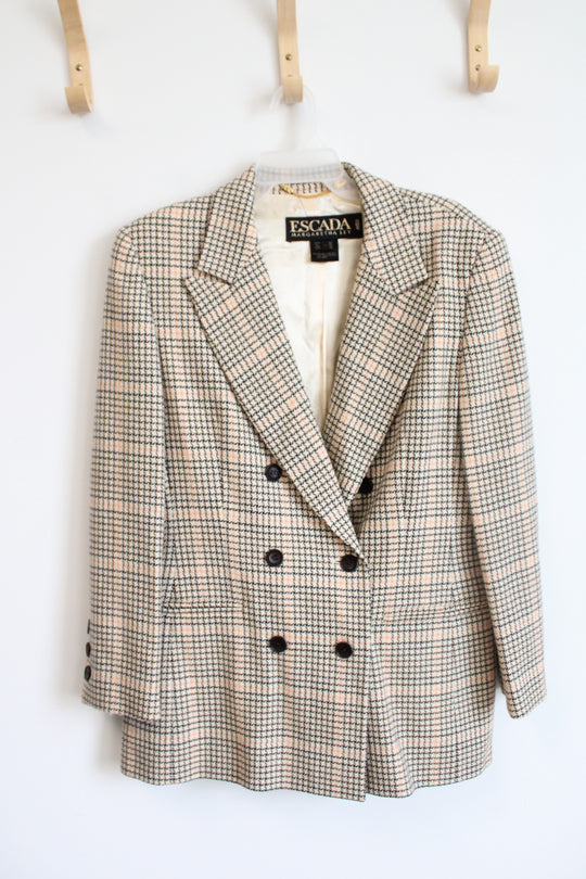 Escada Vintage Cream Black & Orange Wool Blazer | 42
