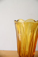 Vintage Anchor Hocking Fairfield Amber Honey Gold Glass Pedestal Glass Vase