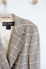 Escada Vintage Cream Black & Orange Wool Blazer | 42