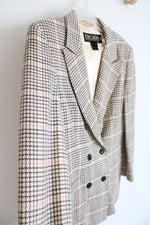 Escada Vintage Cream Black & Orange Wool Blazer | 42