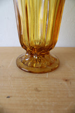 Vintage Anchor Hocking Fairfield Amber Honey Gold Glass Pedestal Glass Vase