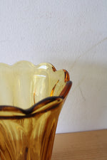 Vintage Anchor Hocking Fairfield Amber Honey Gold Glass Pedestal Glass Vase