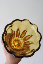 Vintage Anchor Hocking Fairfield Amber Honey Gold Glass Pedestal Glass Vase