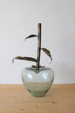 Hand Blown Metal Stem Apple Decor
