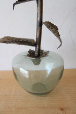 Hand Blown Metal Stem Apple Decor