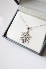Cubic Zirconia Snowflake Sterling Silver Pendant Necklace