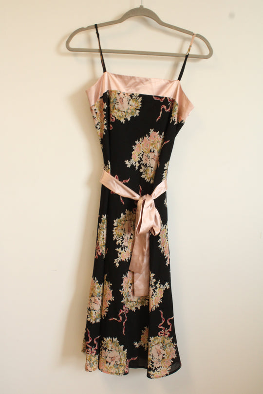 NEW B.Moss Black Light Pink Floral Chiffon Dress | 4