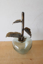 Hand Blown Metal Stem Apple Decor