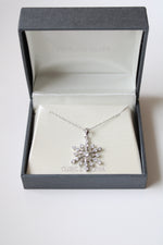 Cubic Zirconia Snowflake Sterling Silver Pendant Necklace