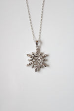 Cubic Zirconia Snowflake Sterling Silver Pendant Necklace