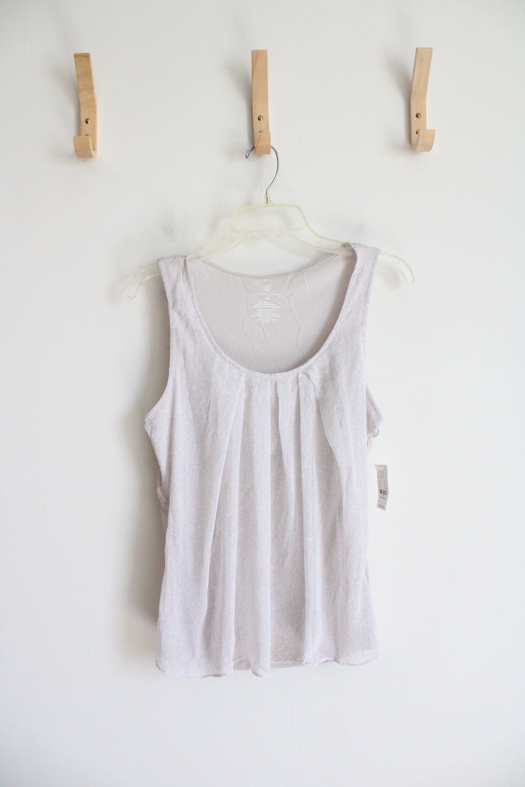 NEW New York & Company Light Gray Chiffon Overlay Tank Top | M