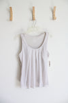 NEW New York & Company Light Gray Chiffon Overlay Tank Top | M