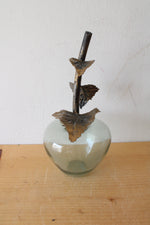 Hand Blown Metal Stem Apple Decor